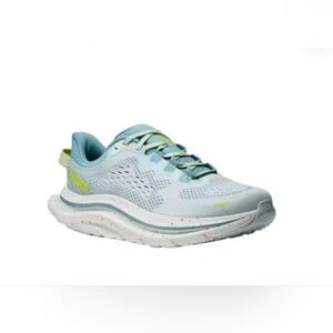 Size 8 B Hoka Kawana Light Blue Women's Running Shoe with Lime Accents